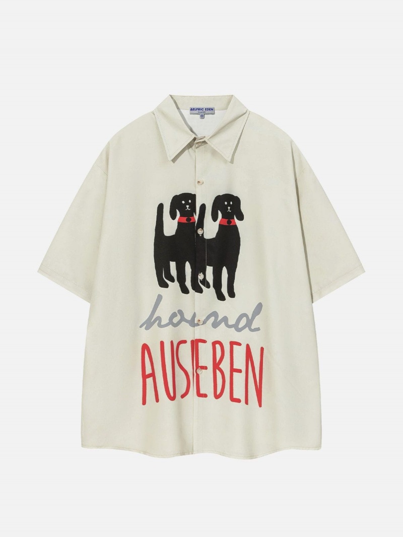 Chemise à Manches Courtes Aelfric Eden Cute Cartoon Dogs Blanche | RUK-91434497